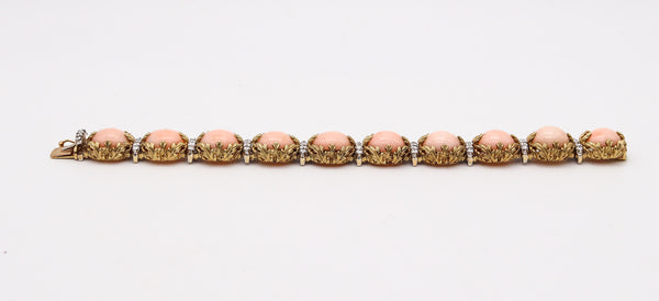 LA TRIOMPHE 1970 Modernist Bracelet 14Kt Gold With 53.38 Ctw In Diamonds And Coral