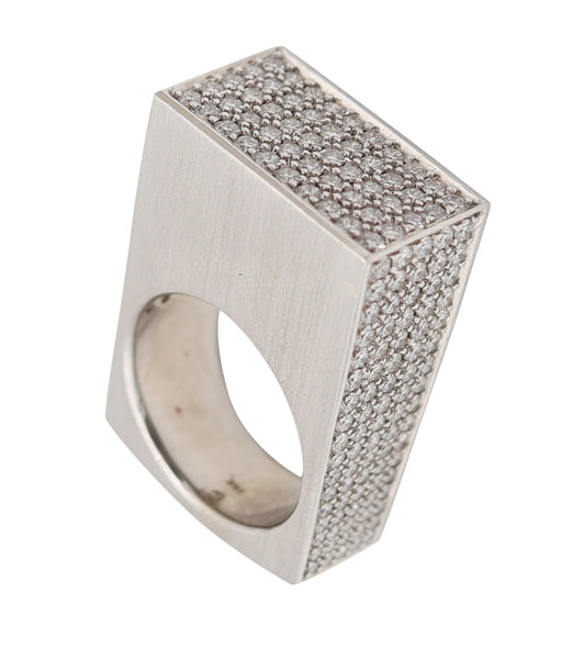 HENRICH & DENZEL Geometric Ring In 14Kt White Gold With 3.96 Cwt Diamonds