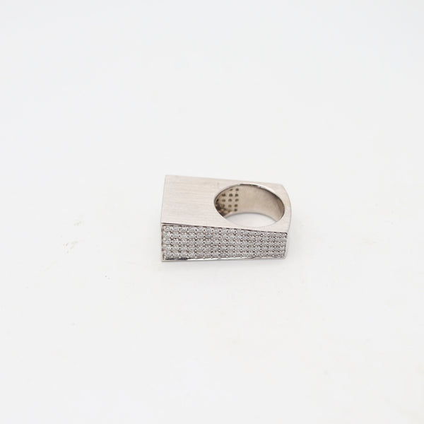 HENRICH & DENZEL Geometric Ring In 14Kt White Gold With 3.96 Cwt Diamonds