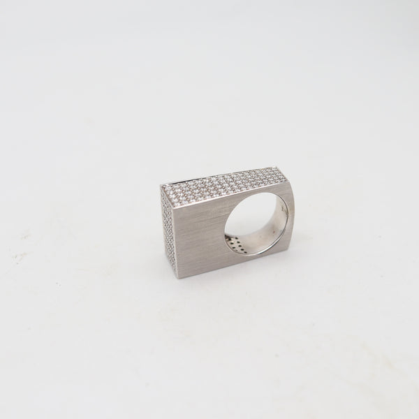 HENRICH & DENZEL Geometric Ring In 14Kt White Gold With 3.96 Cwt Diamonds