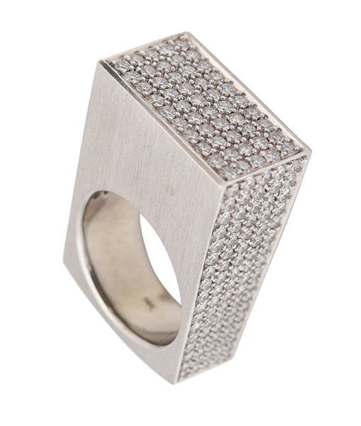 HENRICH & DENZEL Geometric Ring In 14Kt White Gold With 3.96 Cwt Diamonds