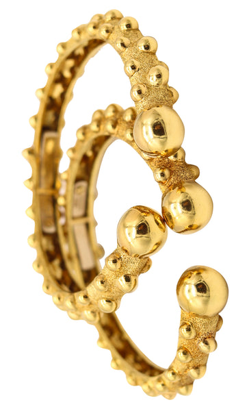 DAVID WEBB 1975 Vintage Pair Of Cuff Bracelet In Solid 18Kt Yellow Gold