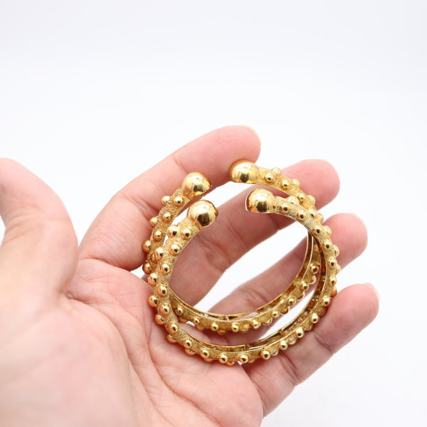 DAVID WEBB 1975 Vintage Pair Of Cuff Bracelet In Solid 18Kt Yellow Gold