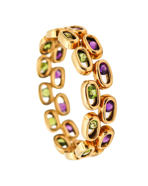 CARTIER Kinetic Geometric Bangle In 18Kt Yellow Gold With Peridots & Amethystes