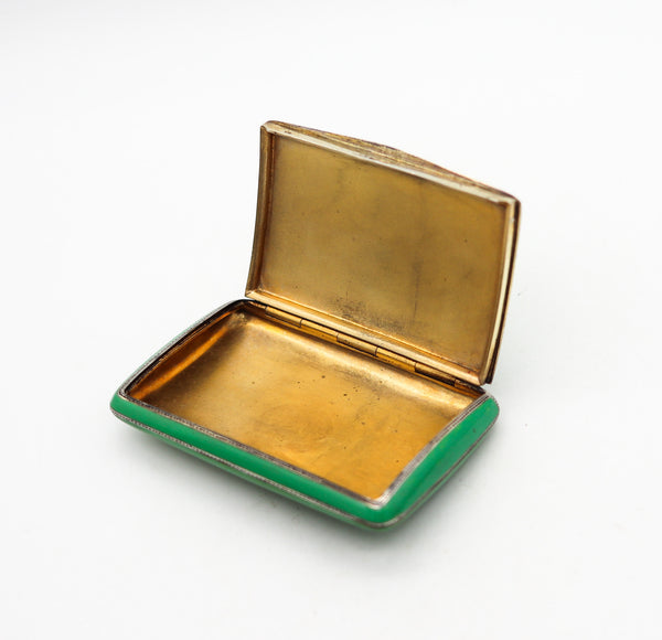 -Dunhill Paris 1928 By Louis Kuppenheim Enameled Chinoiserie Box In 935 Sterling Silver