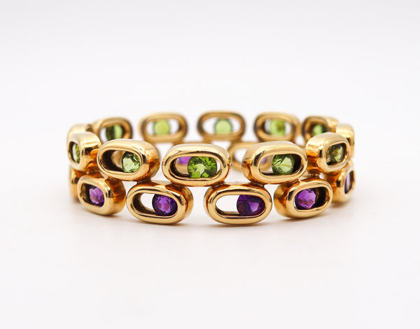 CARTIER Kinetic Geometric Bangle In 18Kt Yellow Gold With Peridots & Amethystes