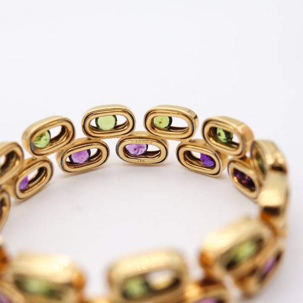 CARTIER Kinetic Geometric Bangle In 18Kt Yellow Gold With Peridots & Amethystes