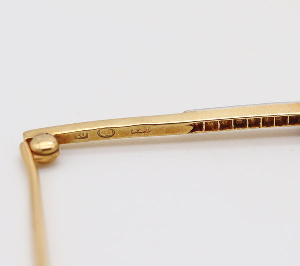 NORDISKA KOMPANIET 1916 Sweden Bar-Brooch 18Kt Gold, Diamonds & Sapphire