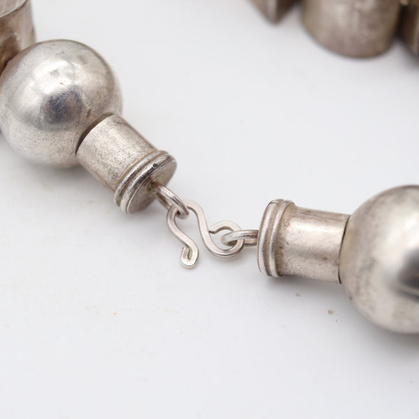 MEMPHIS 1980 Vintage Geometric Multi Links Necklace In .925 Sterling Silver