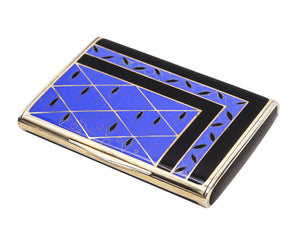 -Cartier Paris 1930 By Louis Kuppenheim Art Deco Blue Enamel Box In .925 Sterling