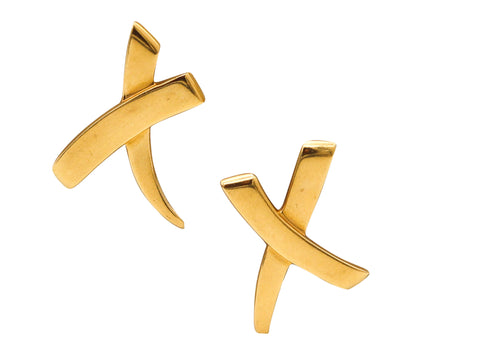 TIFFANY & CO. By Paloma Picasso Pair Of Graffiti X Earrings In 18Kt Yellow Gold