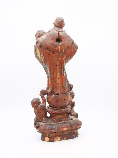 SPANISH SCHOOL 1750 Carved Wood Sculpture Of St Anthony And The Child