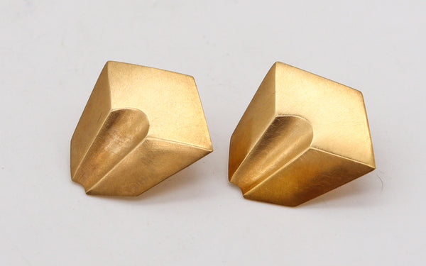 -Claude Chavent Paris Geometric Earrings In Sterling With 18Kt Gold Vermeil