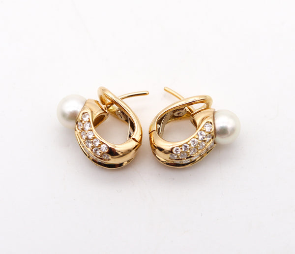 CARTIER Paris Clips-On Earrings In 18Kt Yellow Gold With Pearls And VS Diamonds