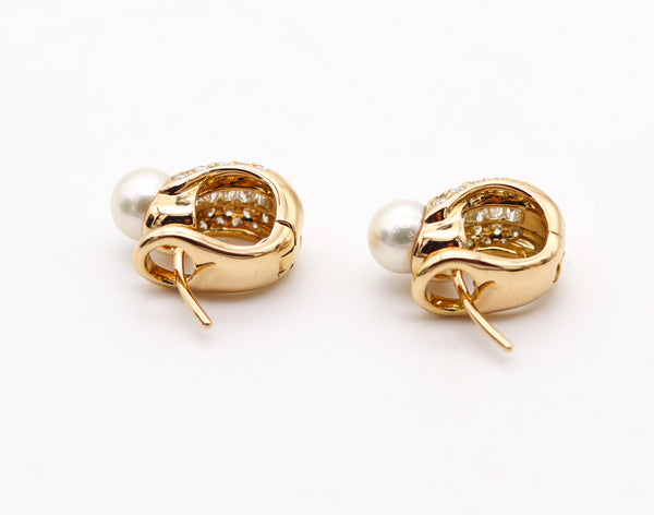 CARTIER Paris Clips-On Earrings In 18Kt Yellow Gold With Pearls And VS Diamonds