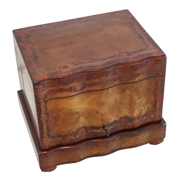 TANTALUS 1860 French Napoleon IIII Liquor Cabined In Precious Woods And Glass