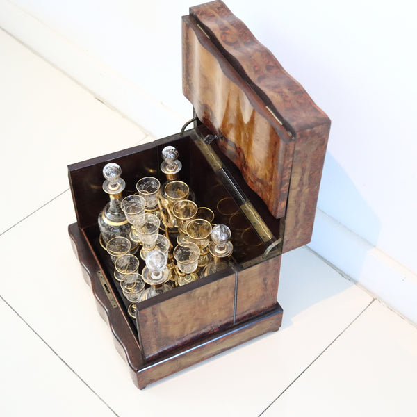 TANTALUS 1860 French Napoleon IIII Liquor Cabined In Precious Woods And Glass