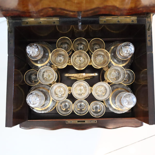 TANTALUS 1860 French Napoleon IIII Liquor Cabined In Precious Woods And Glass