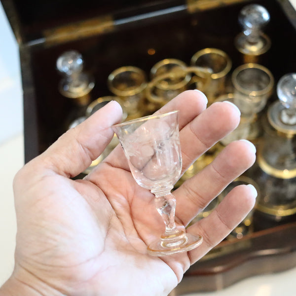 TANTALUS 1860 French Napoleon IIII Liquor Cabined In Precious Woods And Glass