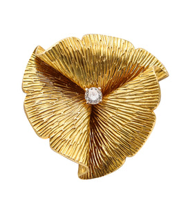 Cartier 1960 Organic Brooch In Textured 18Kt Yellow Gold With One