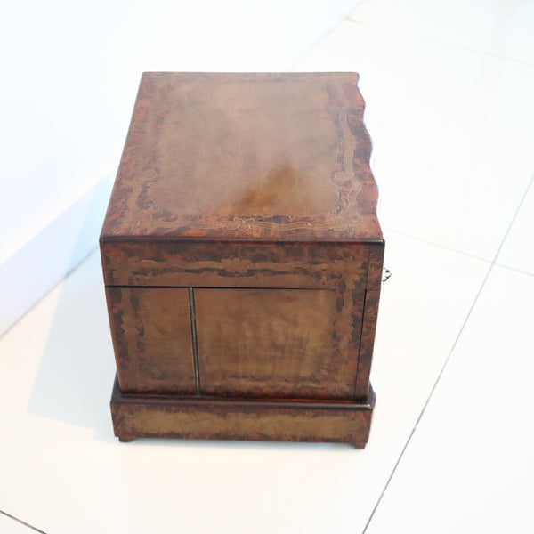 TANTALUS 1860 French Napoleon IIII Liquor Cabined In Precious Woods And Glass