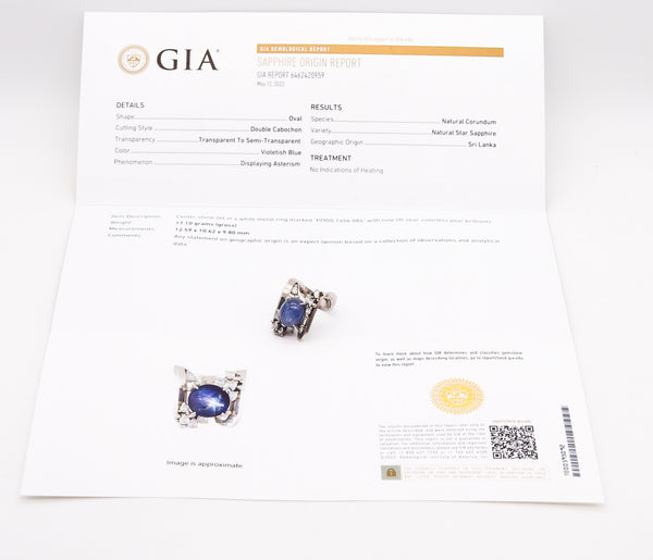 GIA CERTIFIED Cocktail Ring In Platinum With 15.40 Ctw Sapphire And Diamonds