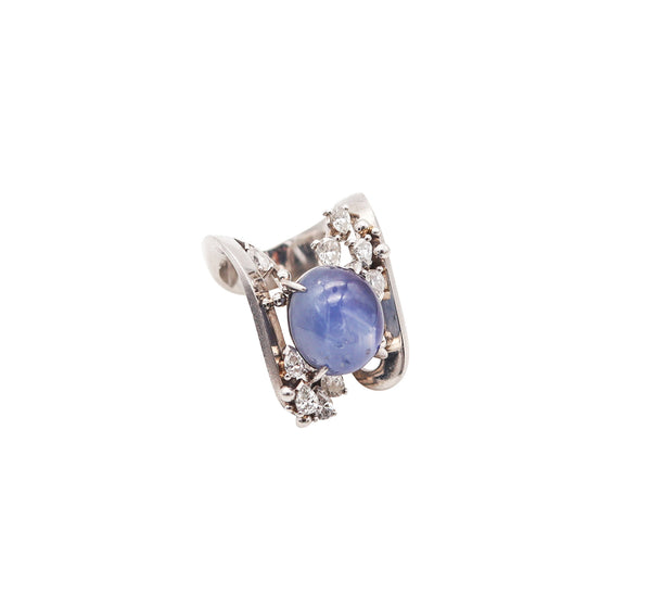 GIA CERTIFIED Cocktail Ring In Platinum With 15.40 Ctw Sapphire And Diamonds