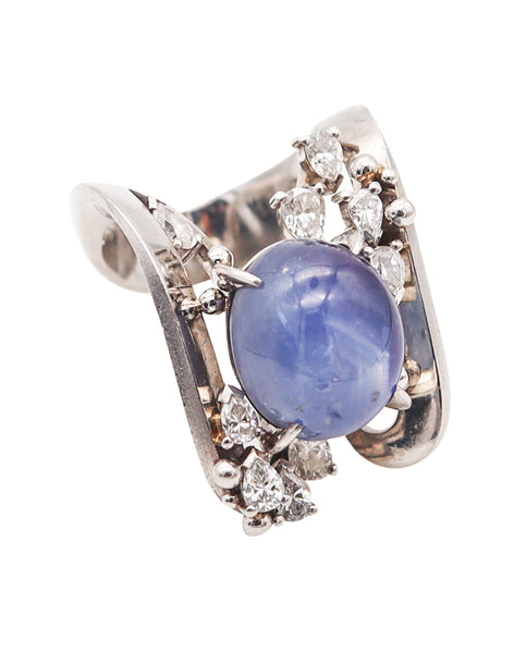 GIA CERTIFIED Cocktail Ring In Platinum With 15.40 Ctw Sapphire And Diamonds