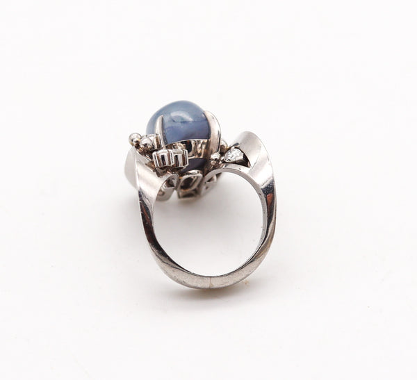 GIA CERTIFIED Cocktail Ring In Platinum With 15.40 Ctw Sapphire And Diamonds