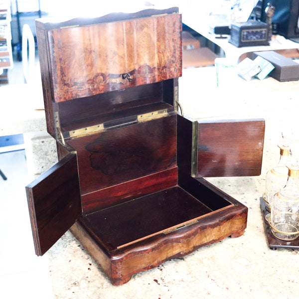 TANTALUS 1860 French Napoleon IIII Liquor Cabined In Precious Woods And Glass