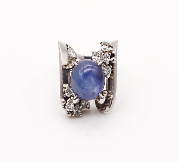 GIA CERTIFIED Cocktail Ring In Platinum With 15.40 Ctw Sapphire And Diamonds