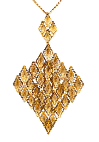 -Spritzer & Furhmann 1960 Retro Modernist Pendant In Solid 18Kt Yellow Gold