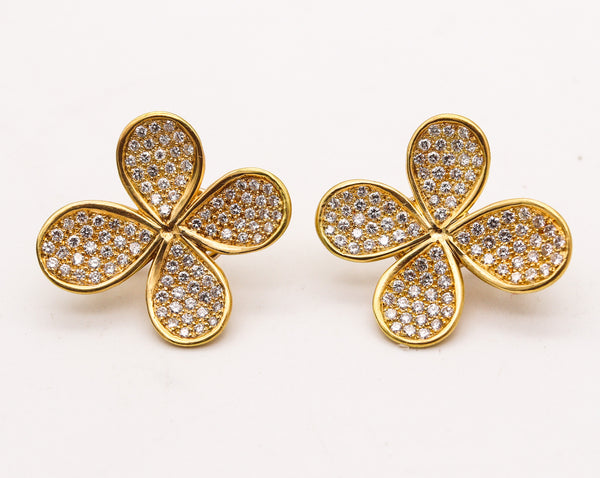 ANGELA CUMMINGS 1987 Flower Earrings In 18Kt Gold With 4.50 Ctw Diamonds