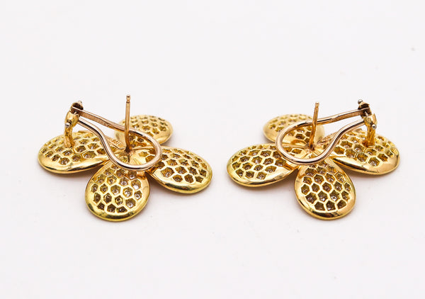 ANGELA CUMMINGS 1987 Flower Earrings In 18Kt Gold With 4.50 Ctw Diamonds