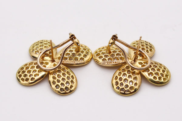 ANGELA CUMMINGS 1987 Flower Earrings In 18Kt Gold With 4.50 Ctw Diamonds