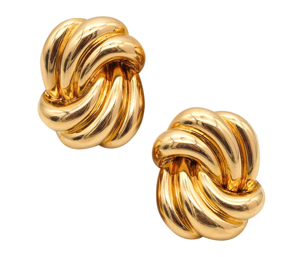 DAVID WEBB 1977 Swirled Hoops Clips Earrings In Solid 18Kt Yellow Gold