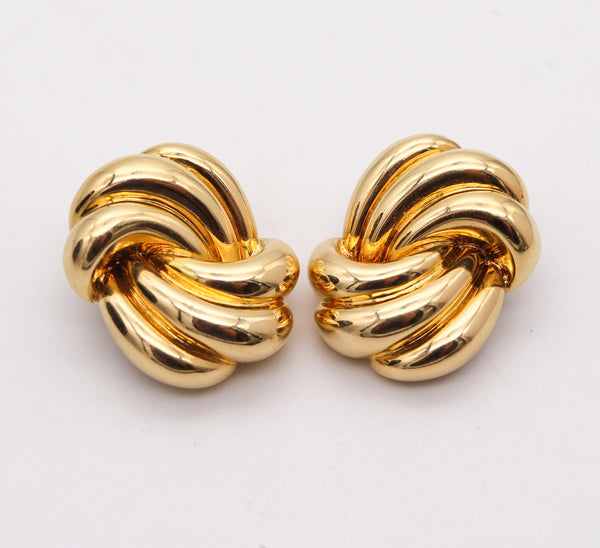 DAVID WEBB 1977 Swirled Hoops Clips Earrings In Solid 18Kt Yellow Gold