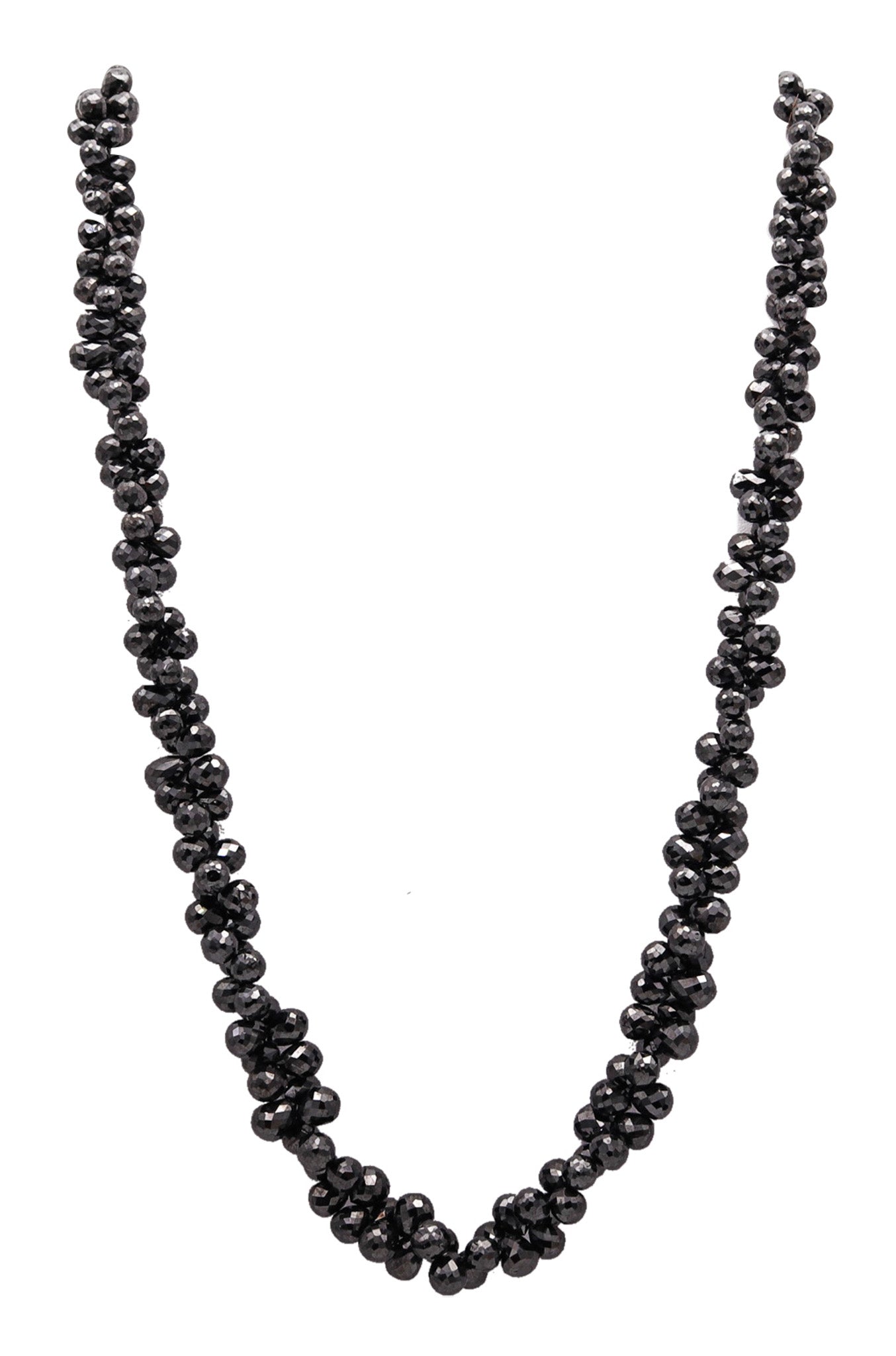 -Contemporary Necklace With Black Diamonds In 14Kt Gold 180.40 Ctw Briolettes Cuts