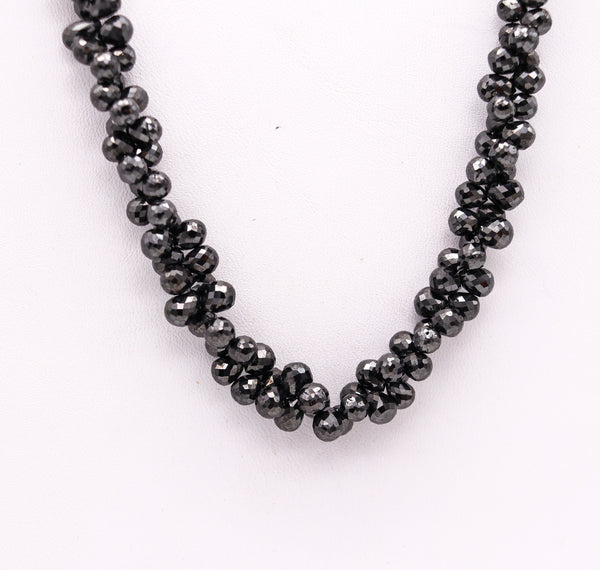-Contemporary Necklace With Black Diamonds In 14Kt Gold 180.40 Ctw Briolettes Cuts