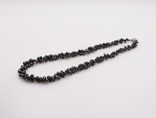 -Contemporary Necklace With Black Diamonds In 14Kt Gold 180.40 Ctw Briolettes Cuts