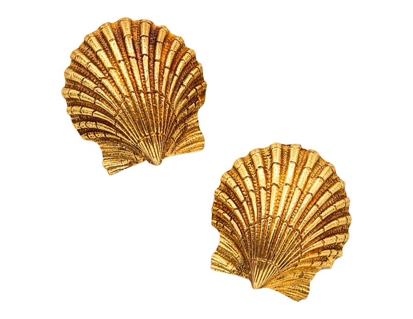 TIFFANY & CO. 1970 Schlumberger Sea Shells Clips-On Earrings In 18Kt Yellow Gold