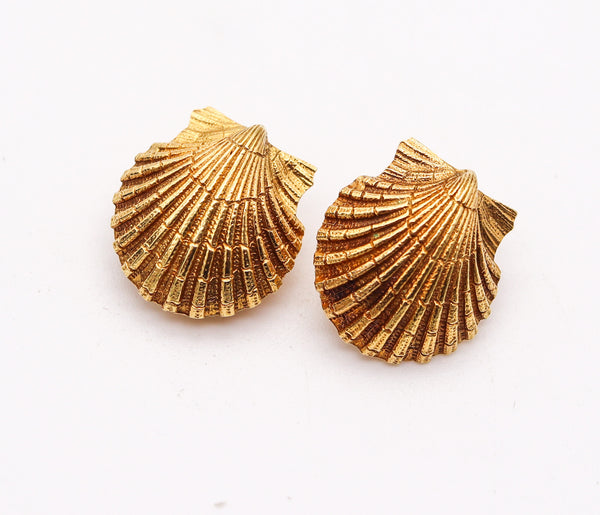 TIFFANY & CO. 1970 Schlumberger Sea Shells Clips-On Earrings In 18Kt Yellow Gold