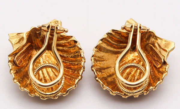 TIFFANY & CO. 1970 Schlumberger Sea Shells Clips-On Earrings In 18Kt Yellow Gold