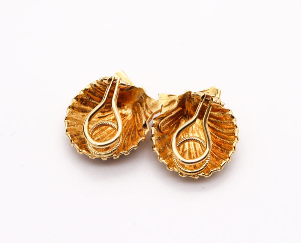 TIFFANY & CO. 1970 Schlumberger Sea Shells Clips-On Earrings In 18Kt Yellow Gold