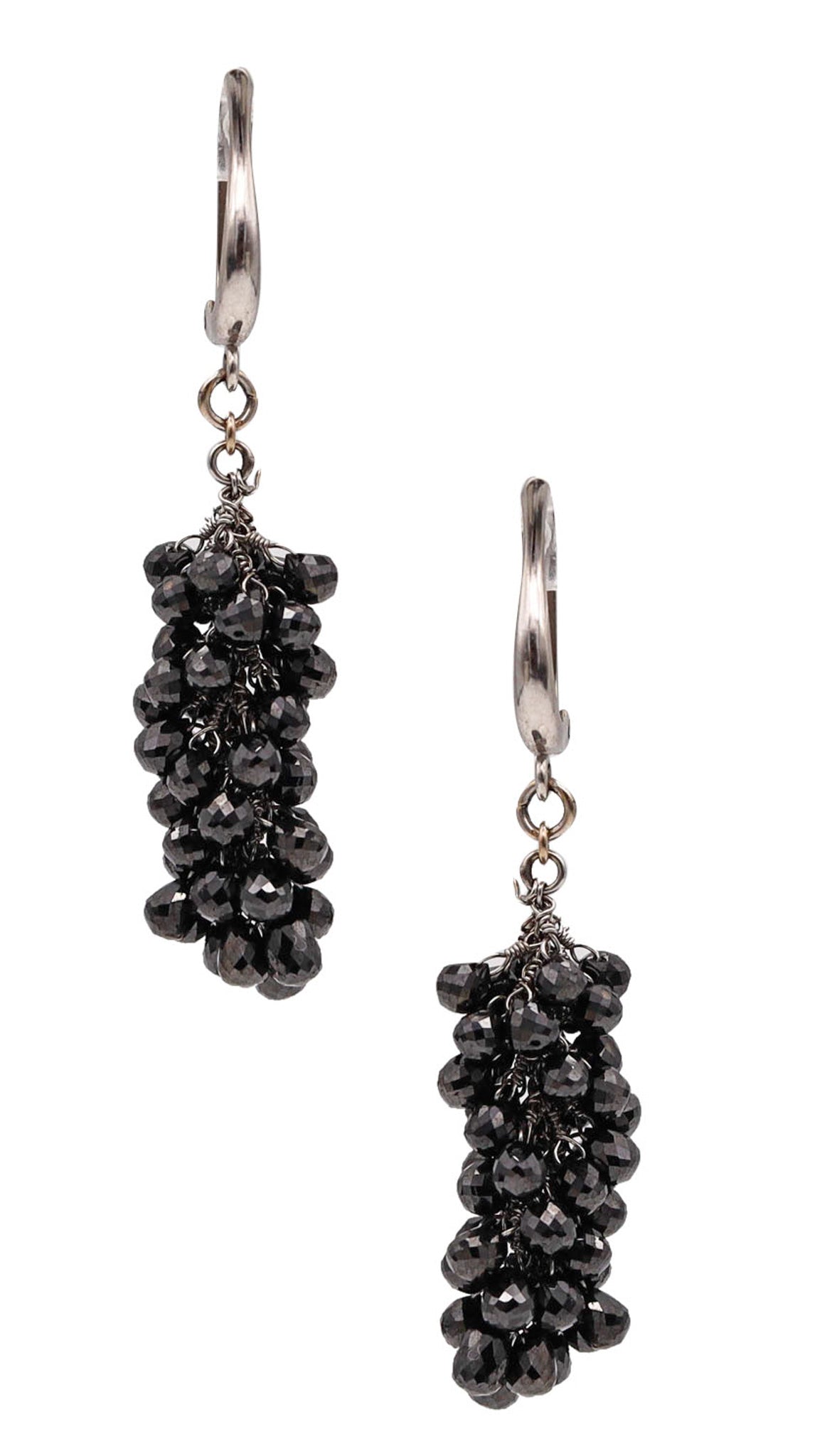 -Contemporary Earrings With Black Diamonds In 14Kt Gold 27.50 Ctw Briolettes Cuts