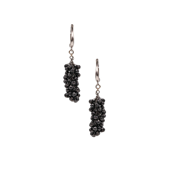 -Contemporary Earrings With Black Diamonds In 14Kt Gold 27.50 Ctw Briolettes Cuts