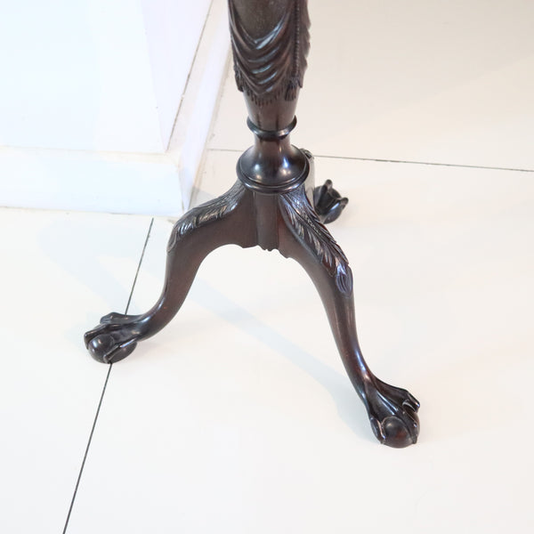 CHIPPENDALE 1890 American Victorian Carved Mahogany Wood Pedestal