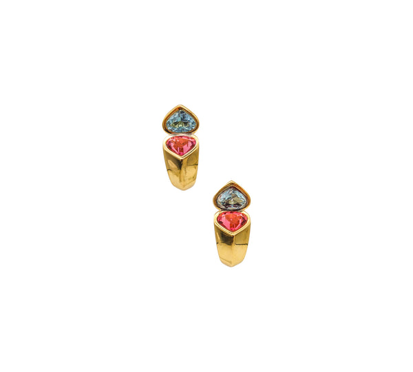 -Marina B Milan Earrings In 18Kt Yellow Gold With 5.58 Ctw In Tourmaline And Topaz