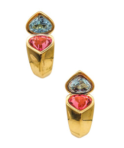 -Marina B Milan Earrings In 18Kt Yellow Gold With 5.58 Ctw In Tourmaline And Topaz