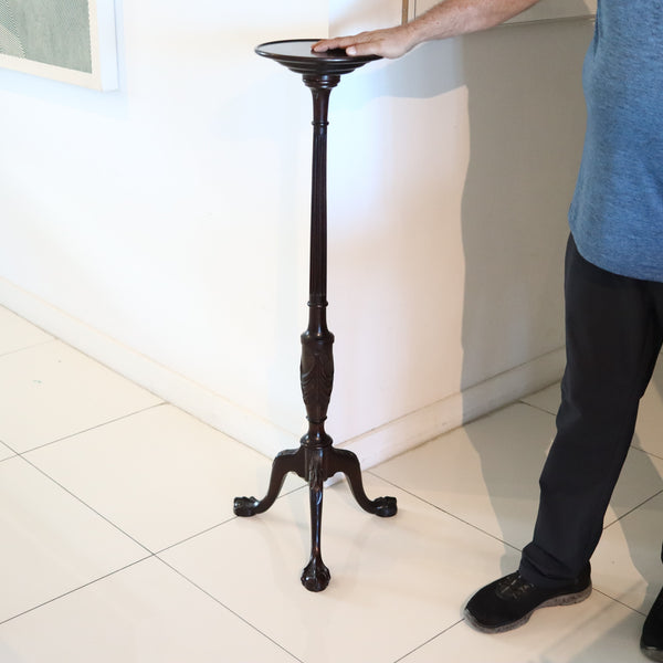 CHIPPENDALE 1890 American Victorian Carved Mahogany Wood Pedestal